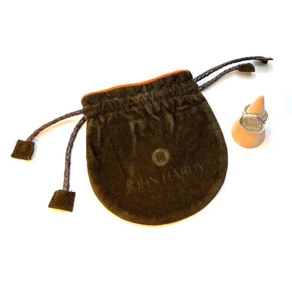 John Hardy Bamboo Sterling Silver Ring w/White Topaz — Size 7 Statement Ring EUC - Picture 8 of 9